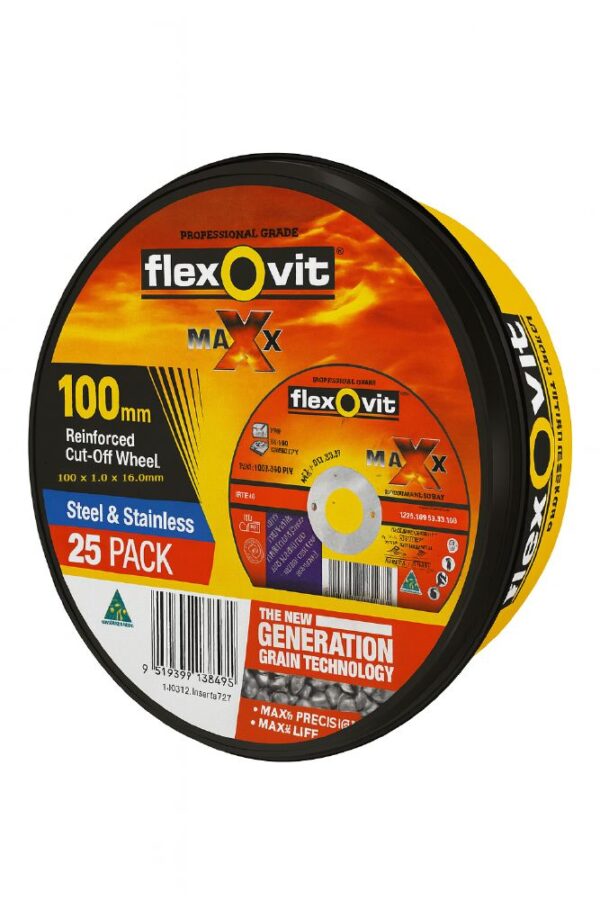 100 X 1.0 X 16mm (25 PACK) FLEXOVIT MAXX CUT-OFF WHEEL